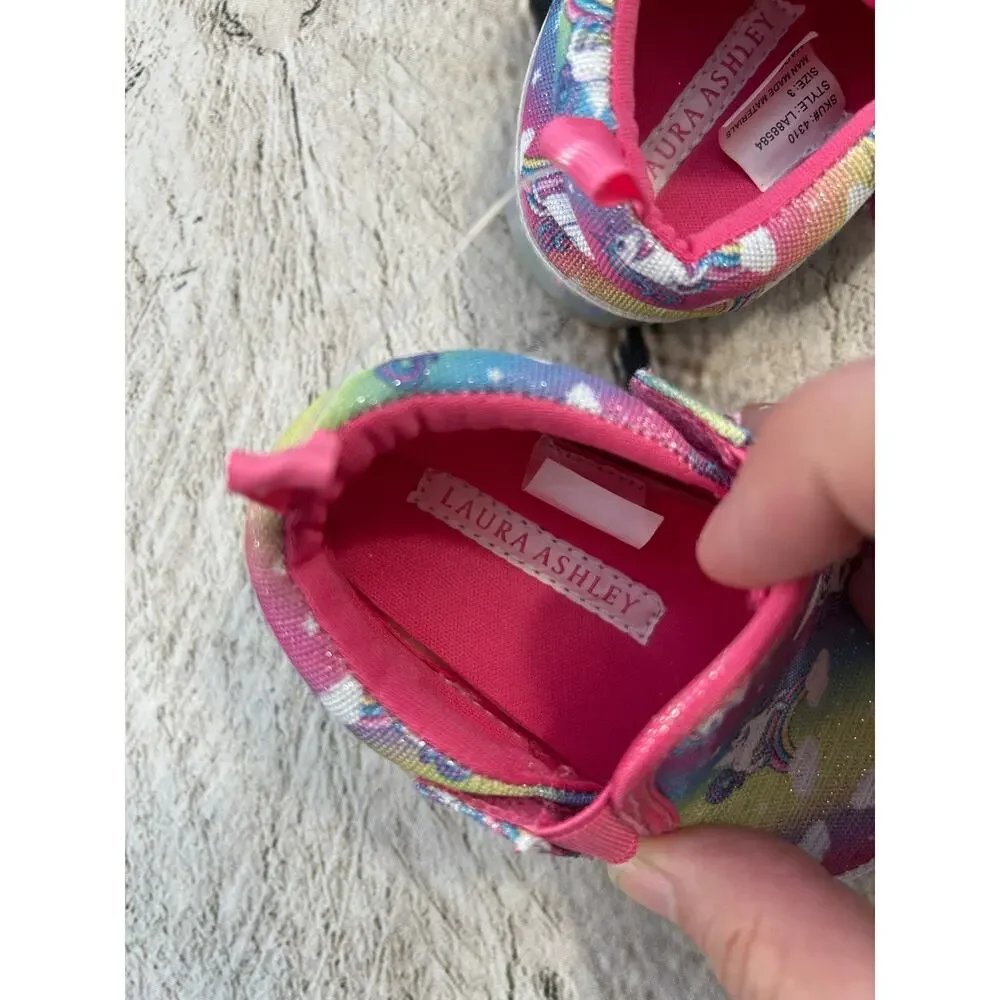 LAURA ASHLEY Infant Girl Unicorn Slip-On Sneakers / Size: 3